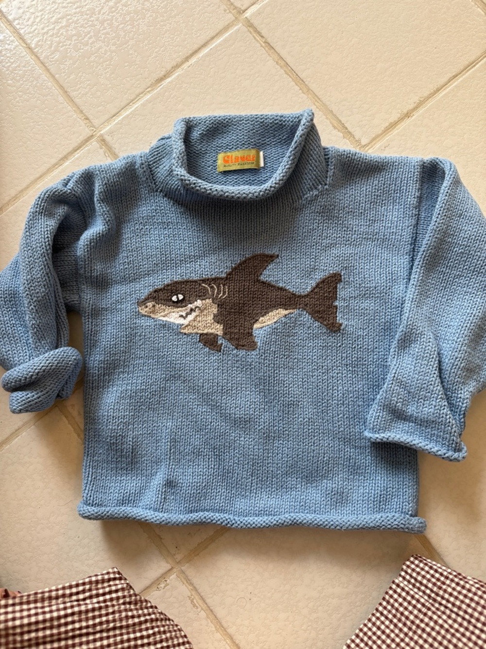 Light Blue Shark Knit Sweater by Claver